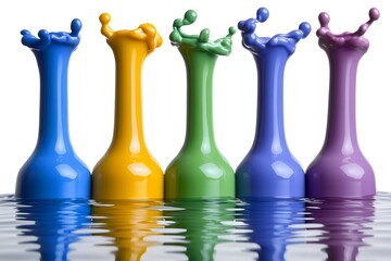 Poster - Vibrant Colorful Paint Splashes in Water Reflection Abstract Background Design