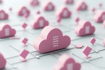 Poster - Pink Cloud Computing Network Digital Data Server Technology Infrastructure