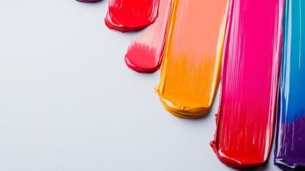 Poster - Row of paint brushes with different colors. The colors are red, orange, yellow, green, blue, and purple