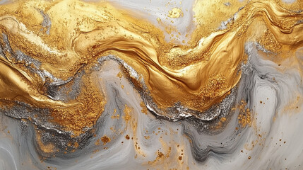 Wall Mural - Abstract art featuring swirling gold and silver patterns, showcasing elegance and movement in creative expression Generative AI