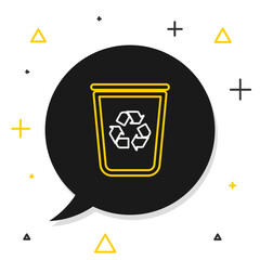 Poster - Line Recycle bin with recycle symbol icon isolated on white background. Trash can icon. Garbage bin sign. Recycle basket sign. Colorful outline concept. Vector