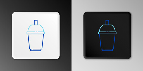 Poster - Line Coffee cup to go icon isolated on grey background. Colorful outline concept. Vector