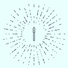 Poster - Black line Medieval spear icon isolated on grey background. Medieval weapon. Abstract circle random dots. Vector