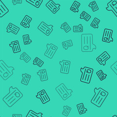 Fototapete - Black line Speech bubbles with Question icon isolated seamless pattern on green background. FAQ sign. Chat speech bubble and chart. Vector