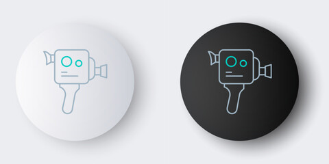 Fototapete - Line Retro cinema camera icon isolated on grey background. Video camera. Movie sign. Film projector. Colorful outline concept. Vector