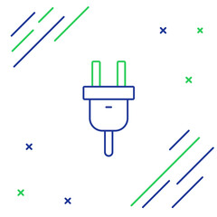 Fototapete - Line Electric plug icon isolated on white background. Concept of connection and disconnection of the electricity. Colorful outline concept. Vector