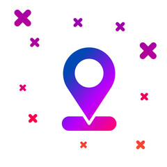 Poster - Color Map pin icon isolated on white background. Navigation, pointer, location, map, gps, direction, place, compass, search concept. Gradient random dynamic shapes. Vector