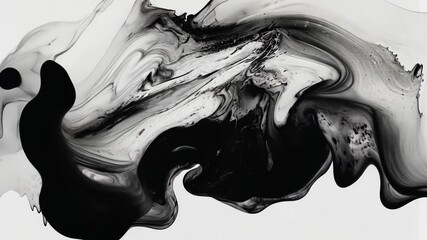 Poster - Black and white abstract swirl showcasing fluid dynamics and texture in modern art composition
