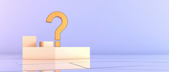 Poster - Minimalistic composition with golden question mark symbol