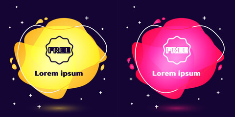 Poster - set line price tag with an inscription free icon isolated on blue background. badge for price. promo