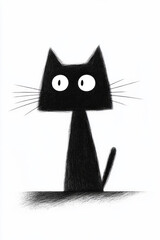 Fototapete - A looping motion illustration concept of a dancing black cat in simple line work, designed on a