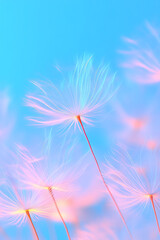 Fototapete - High-resolution macro artwork of dandelion seeds composing poetic text, blurred gently through