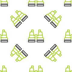 Poster - Line Binoculars icon isolated seamless pattern on white background. Find software sign. Spy equipment symbol. Vector