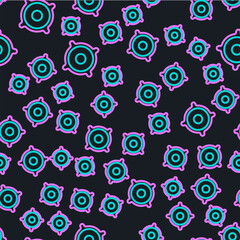 Poster - Line Stereo speaker icon isolated seamless pattern on black background. Sound system speakers. Music icon. Musical column speaker bass equipment. Vector