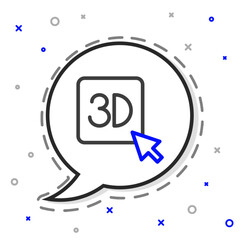 Aufkleber - Line 3D printer icon isolated on white background. 3d printing. Colorful outline concept. Vector