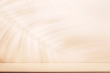 Aufkleber - Template with empty table and wall with natural plant shadow and sunny glare
