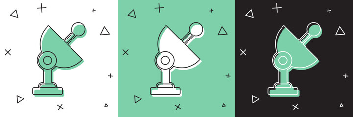 Poster - Set Radar icon isolated on white and green, black background. Search system. Satellite sign. Vector
