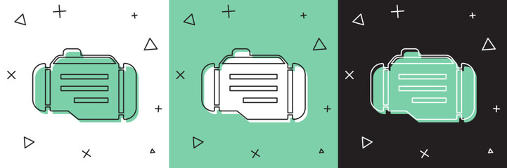 Poster - Set Check engine icon isolated on white and green, black background. Vector