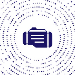 Poster - Blue Check engine icon isolated on white background. Abstract circle random dots. Vector
