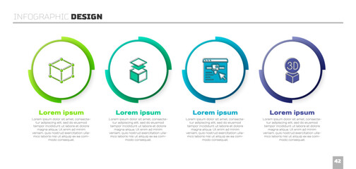 Poster - Set Isometric cube, Layers, 3D printer setting and . Business infographic template. Vector