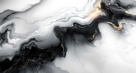 Poster - Abstract Grayscale Marble Pattern with Fluid Swirls and Wavy Texture Elegant Design