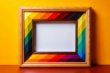Fototapete - Colorful rainbow polygon background photo frame