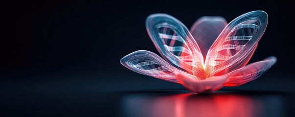 Poster - DNA plants with genetic modification technology concept. A glowing, futuristic flower design radiating vibrant colors.