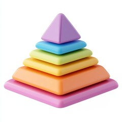 Poster - Colorful Pyramid Toy Stack: A 3D Render of Children's Learning Blocks on a White Background