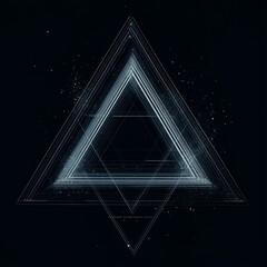 Aufkleber - Geometric Journey: A Luminous Triangle Tunnel in the Night Sky with Galactic Dust and Depth