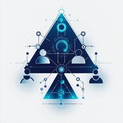 Poster - Modern Abstract Illustration of Networked Connections and Technical Hierarchy with Glowing Accents