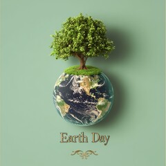 Poster - Earth Day: A Symbolic Representation of Our Planet with a Tree Growing on Top, Celebrating Nature and Environmental Awareness