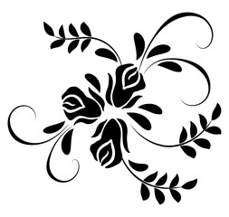 Poster - Ornament with roses flowers. Graceful decorative element for decor and text greeting or invitation card design.