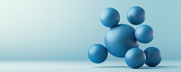 Aufkleber - Blue exosome particles in cosmetology biotechnology concept. Abstract blue shapes creating a modern and artistic display.