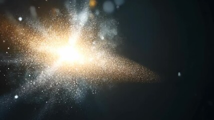 Poster - Bright explosion of light and particles creating a cosmic effect in a dark space background