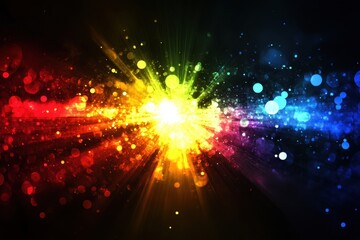 Poster - Colorful abstract background with vibrant rays and bokeh effects for artistic design projects, Abstract Background Colorful title background