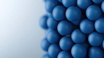 Poster - Blue exosome particles in medical and skincare concept. Close-up of blue spheres representing modern technology.