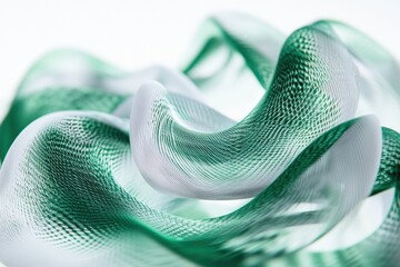 Poster - Shapes in green and white flowing gracefully on a smooth surface, green and white shapes moving