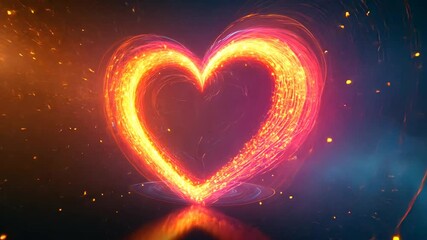 Poster - Dynamic Animation of Glowing Heart with Energetic Particles and Flowing Light Trails