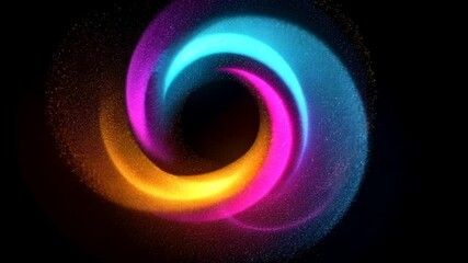 Poster - Swirling multicolored digital dust particles create an abstract artistic vortex loop