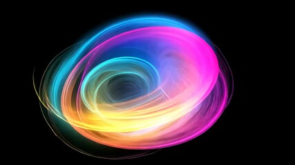 Poster - Colorful Light Streaks Abstract Video with Energy Flow and Vibrant Swirls on Black