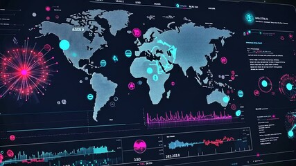 Poster - Innovative global data visualization showcasing international connections and real-time analysis