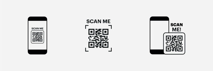 mobile phone, barcode, qr code, scan me, scan now, scan here, black and white, minimalist, monochrom