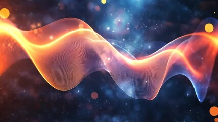 Fototapete - Abstract Wavy Particle Background with Bokeh Lights and Vibrant Gradient Colors