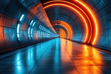 Poster - Hyperrealistic Motion Blur of Futuristic Train in Tunnel