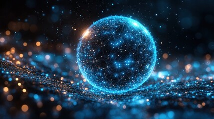 Poster - Futuristic Abstract Digital Network Sphere Composition