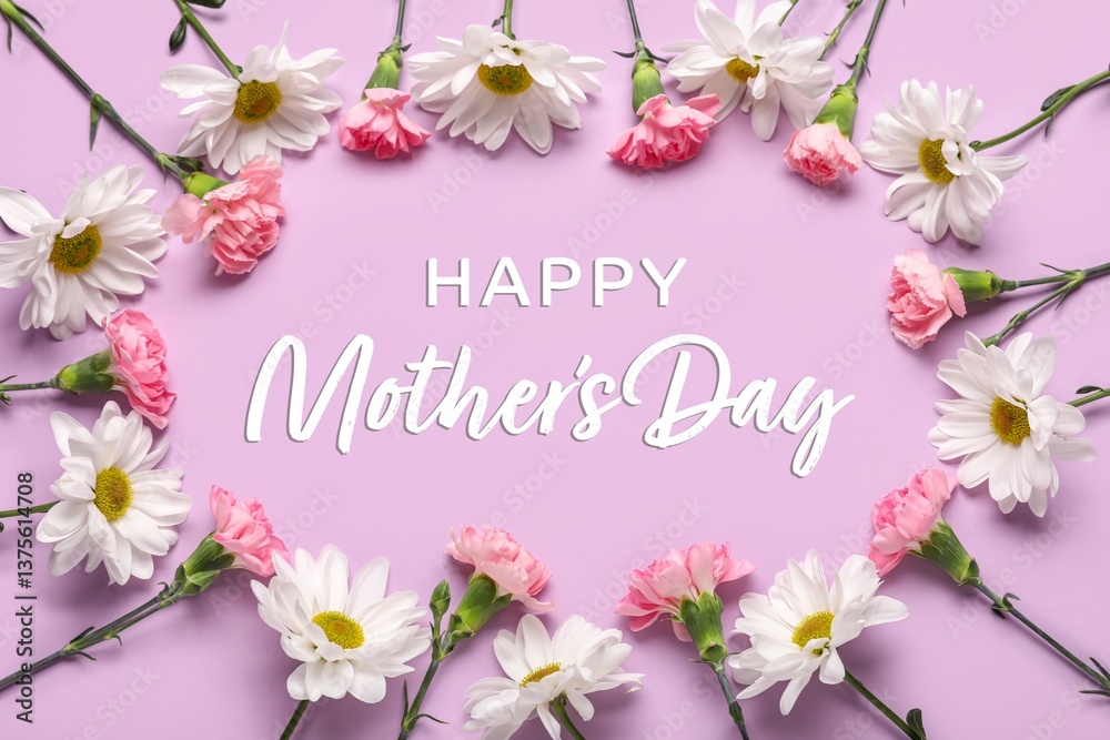 Greeting card for Mother's Day with beautiful flowers Stock Photo ...