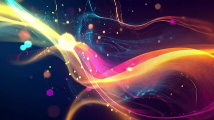 Poster - Abstract digital art showcasing glowing lines and vibrant particles in an ocean of colors, Abstract digital art with glowing lines and particles in vibrant colors
