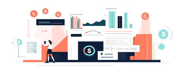 Poster - Business analytics concept with graphs and charts - vector.