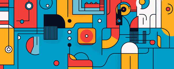 Poster - Abstract geometric art with bold colors and shapes - vector.
