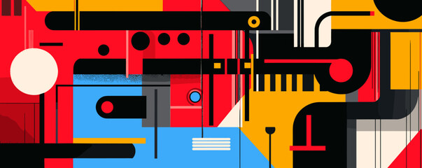 Poster - Abstract geometric art with bold colors and shapes - vector.